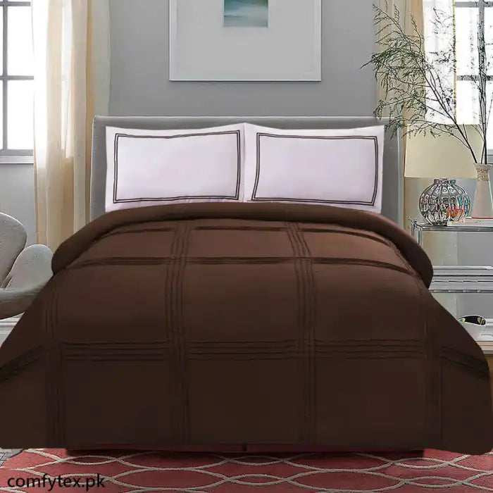3 Pcs Luxury Baratta Pleated Duvet Set Brown