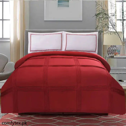 3 Pcs Luxury Baratta Pleated Duvet Set Red